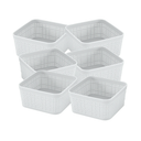 Woven Plastic Storage Baskets, 6 Pack White Weave Bins Organizer, 10.1" x 7.55" x 4.1"