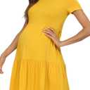 levaca Womens Summer Casual Dresses Beach Coverup Loose Short Sleeve T Shirt Dress 2025 Midi Outfit Sundress (Medium, Yellow)