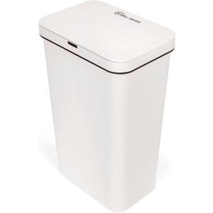 Simpli-Magic 13 Gallon Touchless Sensor Trash Can, Rectangle Garbage Bin, Perfect for Home, Kitchen, Office, White