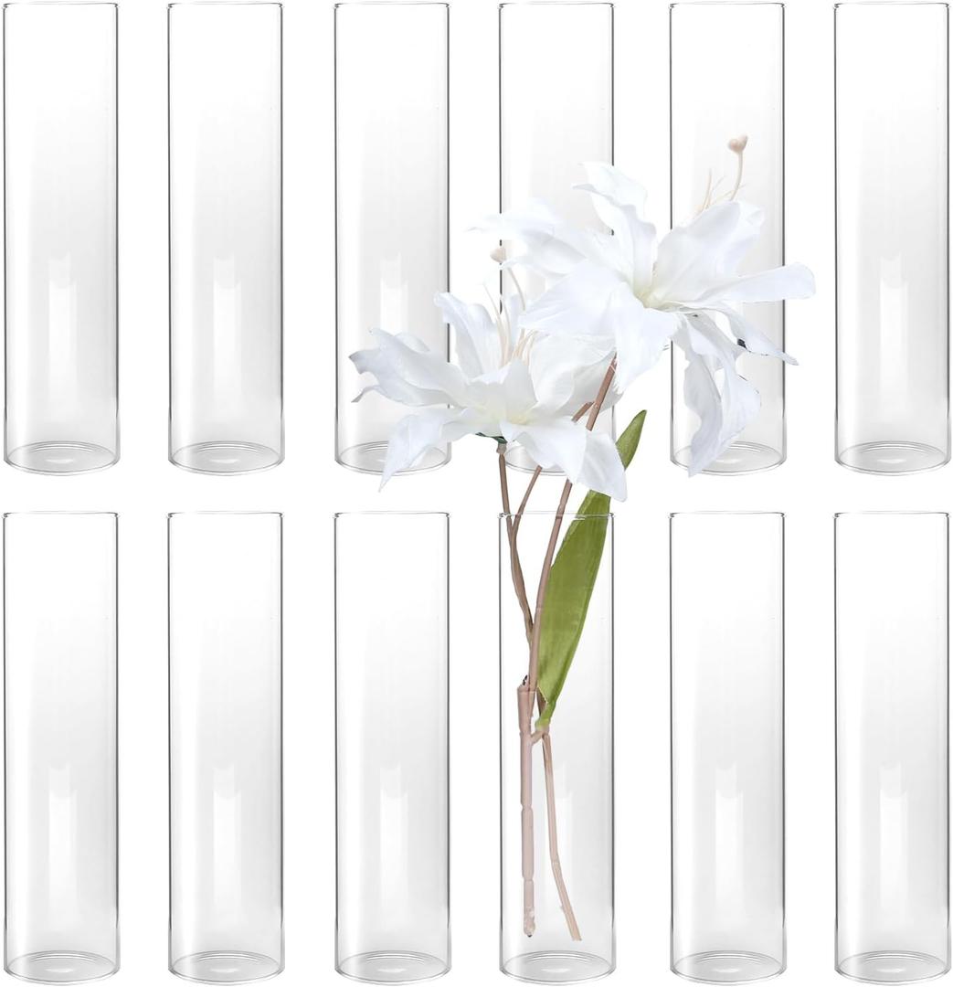 Clear Glass Bud Vase Set of 12 Pcs, Small Glass Vases in Bulk Mini Glass Vintage Vases for Centerpiece Rustic Wedding Table Decoration (12 Pcs - 2)