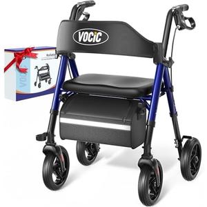 Walkers for Seniors, Z21 Rollator Walker with Seat Supports 350lb, 8" Big Wheels for All Terrain, Ergonomic Arc Seat & 6" Ultra Backrest Foldable Walker, Dual Height Adjustment, Lightweight 2025
