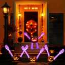 Set of 4 Pumpkin Skeleton Bones Arms and Legs with 8 Light Modes Realistic Halloween Movable Posable Bendable Skeleton Hands Joints Spooky Scary Horror Decoration Outdoor for Porch Yard 2 Arms 2 Legs