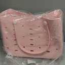 BAGSMART Beach Bag for Women, Water-resistant Rubber Tote Bag, Sandproof Vacation Essentials for Summer Swim Cruise Pool,  Pins are not Included (Medium, Pink)