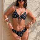 Womens Bikini Set Swimsuit Two Piece Tie String Front Sexy Thong Bathing Suit Swimwear, Medium