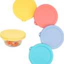 4 PCS Silicone Replacement Lids for Pyrex and Anchor Hocking Glass Custard Cups 6oz, Prepware Dessert Cup Cover, Silicone Lids for Food Storage, Dishwasher Safe (Containers NOT Included)