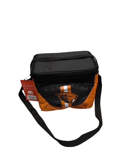 Orange and Black Lunch Cooler with Beaver