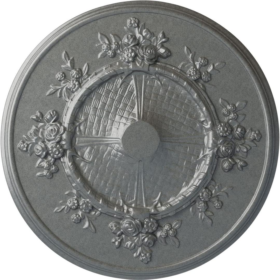 Ekena Millwork CM27FLPLS Flower Ceiling Medallion 27"OD x 1 1/8"P (Fits Canopies up to 3 7/8") Hand-Painted Platinum