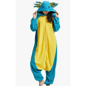 Unisex Axolotl Onesie Adult Pajamas, Halloween Costume Cosplay Pajamas One Piece Sleepwear Homewear, Size Medium
