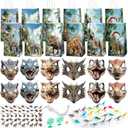 CHUNNIN 128PCS Dinosaur Party Favors Dino Themed Paper Goodie Bags Masks Sticker and Toys Jungle Safari Theme Birthday Supplies Gifts for Pinata Filler School Carnival Prize
