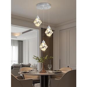 3-Lights Pendant Lights Kitchen Island Mini Chandelier, Modern Silver Pendant Light with Remote Control, Hanging Light Fixture for Dining Room Hallway