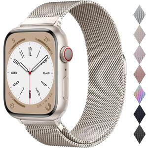 Original Stainless Steel Milanese Loop Compatible with Apple Watch Band 38mm 40mm 41mm 42mm 44mm 45mm 46mm 49mm, Magnetic Clasp Band for iWatch Series 10, 9,SE, 8 7 6 5 4 3 2 1,Ultra, Women & Men