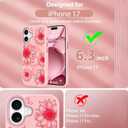 OOK Pink Case Design for iPhone 17 Case, Compatible with MagSafe, Cute Sunflower Floral Blooms Design Frosted Shockproof for Women Girls Magnetic Phone Cover - Pink Flower