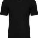 Men's Tall Slim-Fit Short Sleeve V-Neck T-Shirt, Soft Poly/Rayon Blend Long Tee (X-Large Tall, Black)