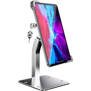 Anti-Theft Desktop Tablet Kiosk Stand Holder, Heavy Duty Countertop Tablet POS Display Mount with Security Lock and Key, Compatible iPad Pro/Air/Mini, Galaxy Tabs, Surface, More 7-11" Tablets