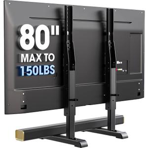 Universal TV Stand, Table Top TV Stand Base Wobble-Free Replacement for Most 24 to 80 Inch LCD LED TVs, 7 Height Adjustable TV Legs Hold up to 150lbs, Max VESA 800x500mm, Black AX10TB02