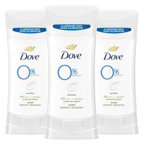 Dove Aluminum Free Deodorant for Women 3 Count Sensitive 72 hour odor protection 2.6 oz