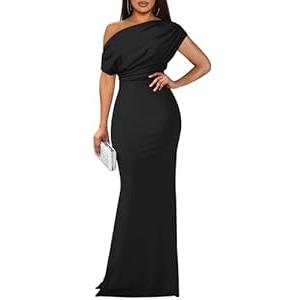 YMDUCH Women's Elegant Sleeveless Off Shoulder Bodycon Long Formal Party Evening Dress Black, XL