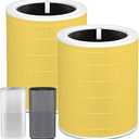 Core 600S Replacement Filter Pet Care Filter Compatible With Levoit Core 600s/Core 600s-P, 3 in 1 Particle Filter & Activated Carbon Filter, Efficient for Pets Fur Dander, Core 600S-RF-PA, 2P, Yellow