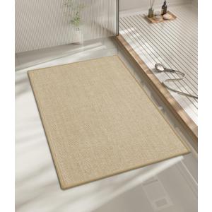 chakme Bathroom Rugs Mat 24x17, Ultra Thin Non Slip Bath Mat Small Quick Dry Absorbent Bath Mat for Bathroom Floor, (Light Beige, 24"x17")