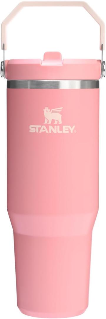 Stanley IceFlow Flip Straw Tumbler with Handle | Twist On Lid and Flip Up Straw | Leak Resistant Water Bottle | Insulated Stainless Steel | BPA-Free (30 Ounces, Pink Mesa)
