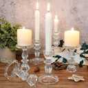 4.33" Tall Glass Candlestick Set of 6 Clear Crystal Candle Holders for Glass Taper Holder Decor for Wedding Birthday Party Christmas
