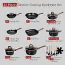 EWFEN 25 Pcs Pots and Pans Set, Nonstick Ceramic Cookware Sets, Healthy Non-Toxic, Large Capacity, Induction Compatible, Cooking Set with Frying Pans & Saucepans, PFAS/PTFE/PFOA Free, Classic Black, 25 Pieces