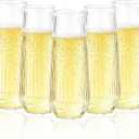 Goodluck 24pack Clear Disposable Champagne Flutes9oz Stemless Champagne Flutes,Stemless Disposable Clear Plastic Toasting Glasses for Weddings, Birthday Parties, Family Gatherings, Bars etc