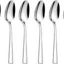 6-Pieces Teaspoons Set Stainless Steel 18/0 Tea Spoons, 6.29 Inches For Home, Kitchen Restaurant, square handle