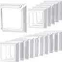 Thyle 8 Pcs True 4x4 Inches Vinyl Post Skirt Post Base Cover Column Wraps for Porch Deck Base Vinyl Sleeve White Trim for Hand and Stair Rails