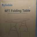 Folding Table 6ft, Heavy Duty Plastic Fold-in-Half Utility Table, Black
