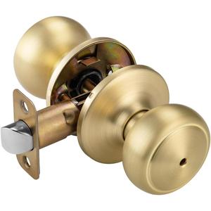 Gold Door Knobs,Interior Door Knob with Lock,Coastal Style Satin Brass Door knob for Privacy and Bedroom