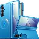 CENMASO Magnetic for Samsung Galaxy Z Fold 7 Case with Stand, Fit for Magsafe, Hinge Protection, Screen Protector, Built-in Hidden Kickstand, Slim Shockproof Phone Case for Galaxy Z Fold 7-Lake Blue