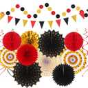 Red Black-Gold Casino Theme Party-Decorations - 33pcs Kits Game Night Graduation Banner, StreamersTassel Garland,Tissue Pom Poms Honeycomb, Paper Lantern Fans,Wedding Birthday Baby Shower Decor Hugtmr