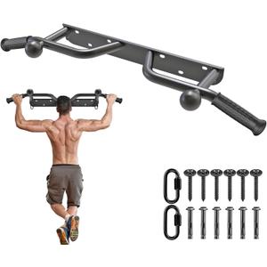 Kipika Heavy Duty Wall Mounted Doorway Pull Up Bar, Multifunctional Chin Up Bar, Portable Fitness Door Bar, Body Workout Home Gym System (Multi Handle with Ball)