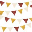 2 Sets of Brick Red Yellow Beige Nursery Garland 24Pcs Fabric Linen Baby Banner Triangle Pennant Flags Streamers for Kids Girls Birthday Boho Baby Shower Party Decorations Baby Bedroom Nursery Decor