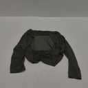 Allegra K Women's 3/4 Sleeve Sheer Mesh Shrug Open Front Cropped Bolero Cardigan (XS, Army Green)