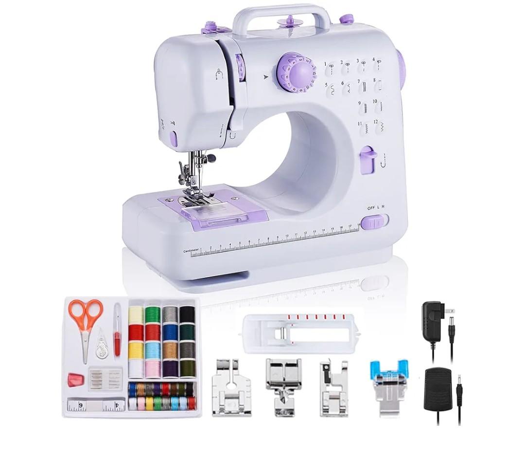 Sewing Machine Portable mini Electric Sewing Machine for beginners 12 Built-in Stitches 2 Speed with Foot Pedal，Light, Storage Drawer.