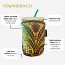 Neoprene Insulated Cup Sleeve for Iced Coffee, Hot & Cold Beverages  Reusable, Washable Drink Holder Cup Sleeve  Anti-Slip, Eco-Friendly, Multi-Color Design (PALMS, MEDIUM)