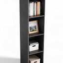 4 Cube Storage Organizer, 4 Tier Cube Low Bookcase Freestanding Storage Display Organizer, Four-Cubes Open Shelf Bookshelf for Home Office (Black, 4-Cube)
