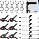 22 Packs Photography Backdrop Clips Clamps, Include 10 Curtain Ring Clips, 6 Spring Clamps, 6 Leather Background Clips Holder for Photo Studio Backdrop Background Helper Photo Clamp