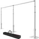 Pipe and Drape Backdrop Stand, 20x10ft Heavy Duty Adjustable Background Frame with Metal Base, Back Drop Holder for Parties Photography Wedding Photoshoot Decoration (10x20ft, Silver)