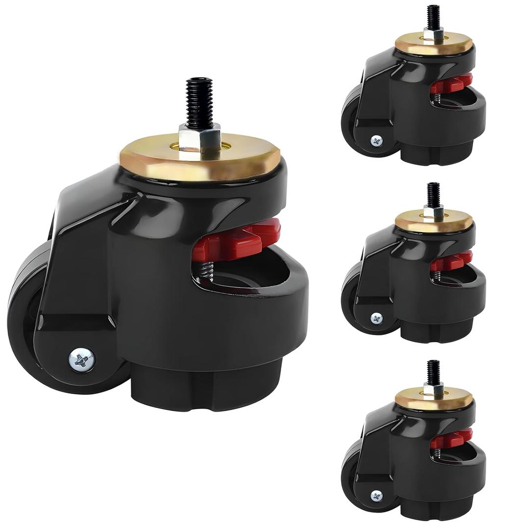 Retractable Heavy Duty Leveling Casters 4Pcs- 4400 lbs Per Set - Premium Quality - Heavy Duty Machine Retractable Casters - 1100 lbs Capacity Each Caster(2.5 INCH)