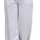 heipeiwa Women's Linen Casual High Waist Wide Leg Straight Dress Cotton Linen Pants Button Trousers White XL