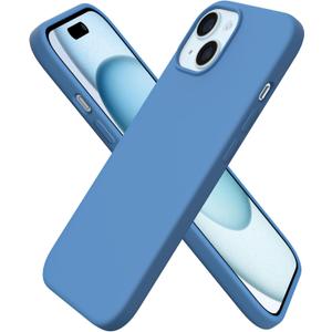 ORNARTO Compatible with iPhone 15 Case 6.1, Slim Liquid Silicone 3 Layers Full Covered Soft Gel Rubber Phone Case, Anti-Scratch Shockproof Protective Cover 6.1 Inch, Blue