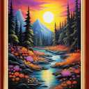Dimxvean Cross Stitch Kit, Sunrise Scenery 16x20 inch, Embroidery Kit for Adults Beginners, HD Preprint, Extra Lines