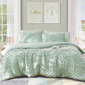 Geniospin Sage Green Twin Comforter Set for Girls- 5 Pieces Pom Tufted Bed in A Bag Twin Bedding Sets with Sheets, Pillowcases & Shams, All Season Kids Comforter Set (Twin (66"x86"))
