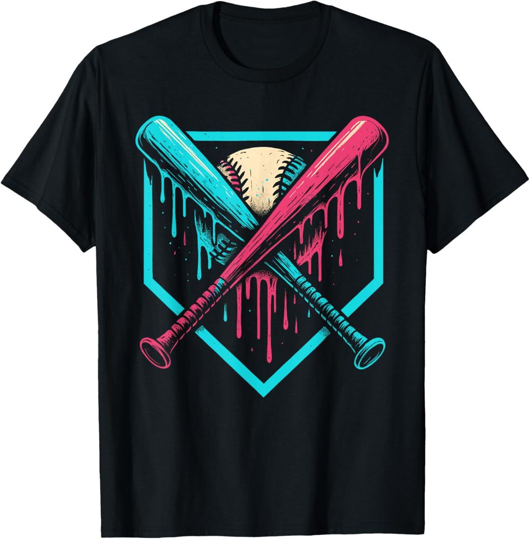 Baseball Drip For Boys Ice Cream Drip Youth Boys Baseball T-Shirt, M