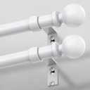 2 Pack White Curtain Rod, 1 Inch Adjustable Heavy Duty Curtain Rods for Windows 30 to 56 Inch, Decorative Modern Window Treatment Rods, Splicing Metal Drapery Pole, Easy Installation
