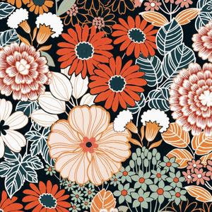 Floral Wallpaper Peel and Stick Boho Wall Paper Removable Waterproof Orange/Green/Red Contact Paper for Bedroom, Bathroom, Home Wall 17.3" x 236.3"
