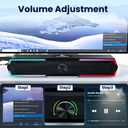 Tylubio Computer Speakers for PC Desktop, Flowing LED Under-Monitor Soundbar with Clear Stereo Sound, Bluetooth & USB 2-in-1 Audio Input, PC Speaker for Monitor Laptop, Black